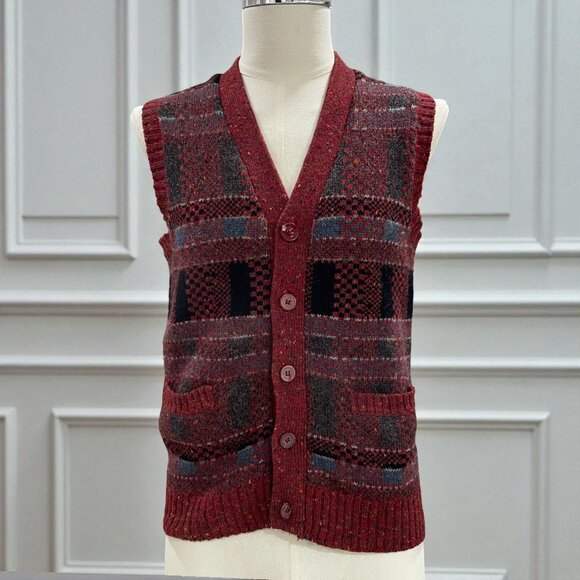 McGregor Wool Button Sweater Vest Red Plaid Grandpacore Vintage Heritage S - Picture 1 of 9